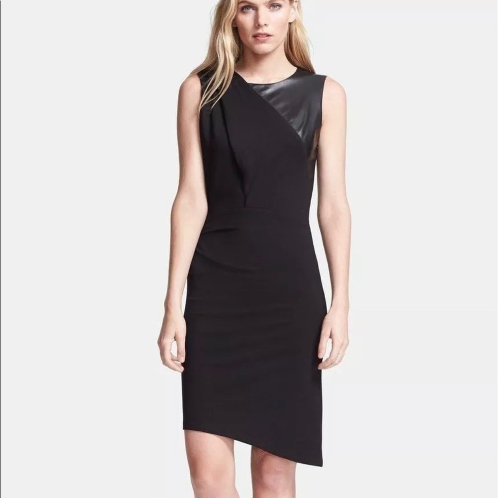 Halston Heritage leather inset dress